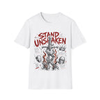 Stand Unshaken Christian Warrior Sword Cross Armor Faith Over Fear Bible Verse Ephesians 6 Isaiah 54 T-Shirt