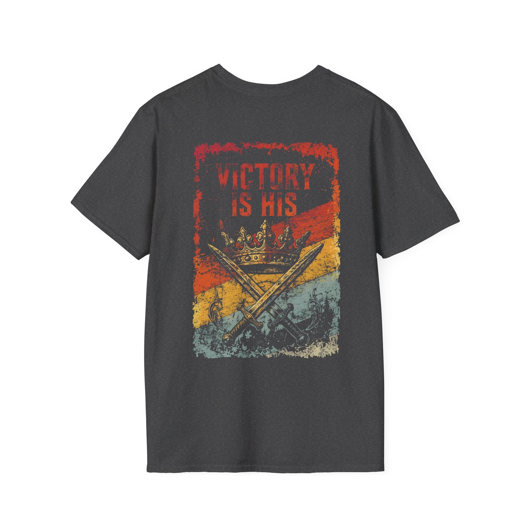 Victory Is His Christian Crown And Crossed Swords Vintage Faith Warrior Graphic For Men And Women Believers T-Shirt