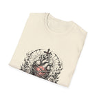 Sacred Heart Barbed Wire Cross Dark Roses Anatomical Heart T-Shirt