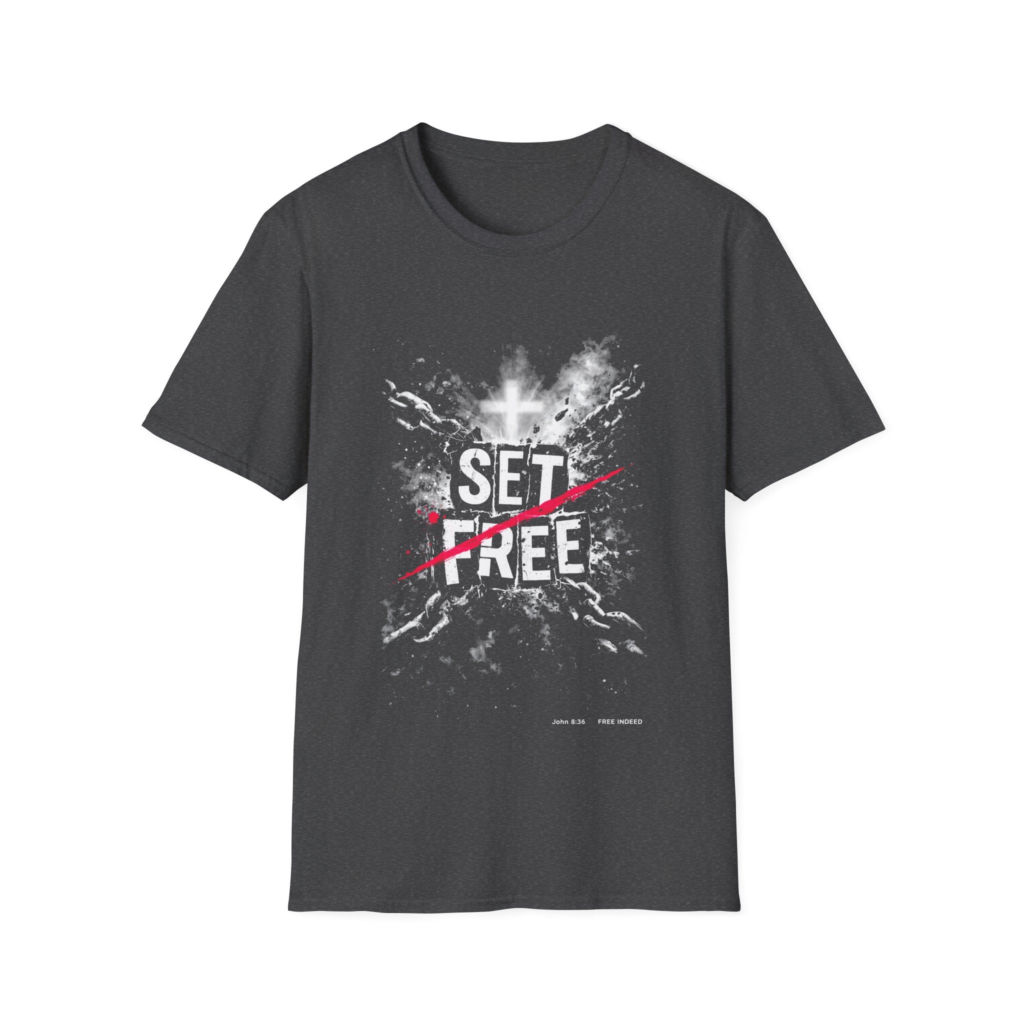 Set free john 8 36 christian cross broken chains easter faith freedom T-Shirt