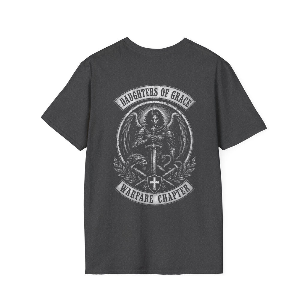 Daughters Of Grace Warfare Chapter Christian Warrior Angel Sword Lion Serpent Spiritual Battle Faith T-Shirt