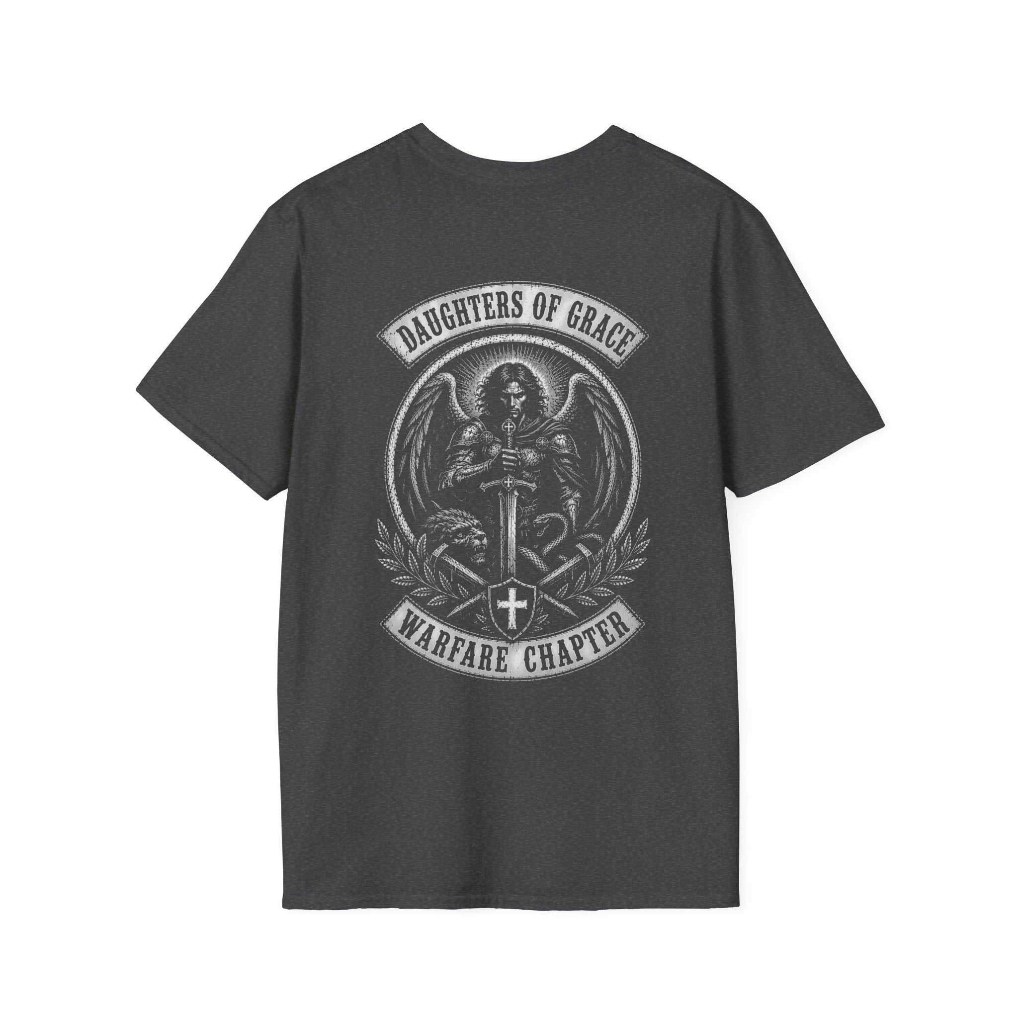 Daughters Of Grace Warfare Chapter Christian Warrior Angel Sword Lion Serpent Spiritual Battle Faith T-Shirt