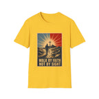 Walk By Faith Not By Sight Christian Cross Sunset Bible Verse Inspirational T-Shirt