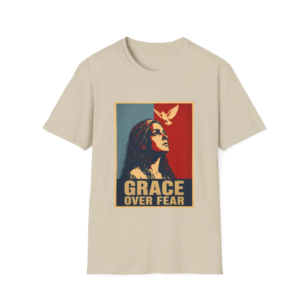 Grace Over Fear Christian Faith Inspirational Dove Woman Religious Hope T-Shirt