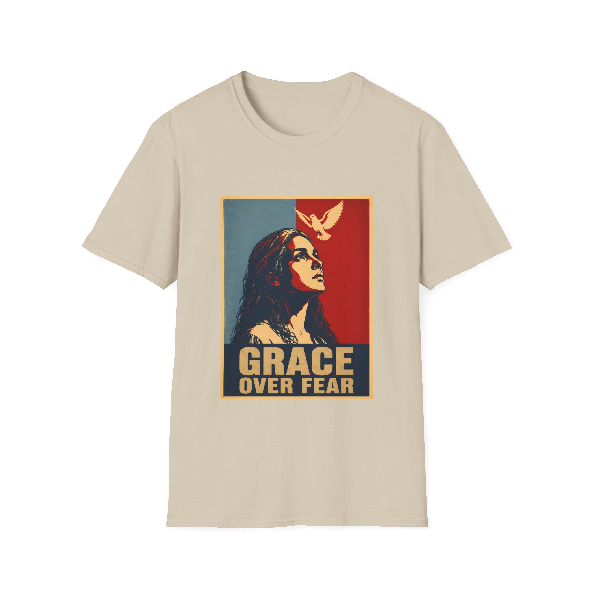 Grace Over Fear Christian Faith Inspirational Dove Woman Religious Hope T-Shirt