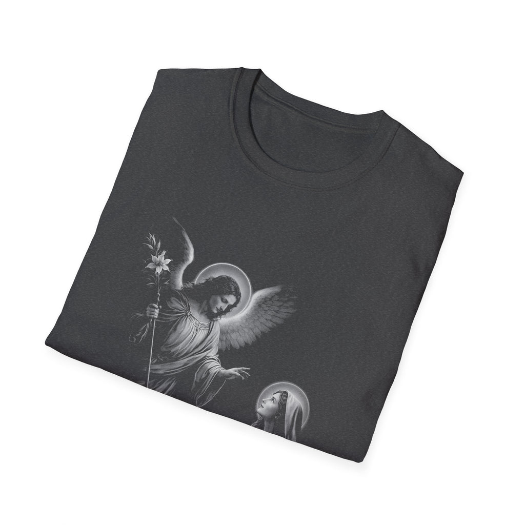 Annunciation angel gabriel and virgin mary christian catholic angelic scene religious artwork for believers and marian T-Shirt