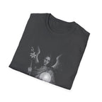 Archangel guardian with moon orb and white lily spiritual angelic symbol for gothic aesthetic lovers T-Shirt