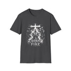 Born Of Fire Christian Knight Cross Crusader Medieval Warrior Faith Flames T-Shirt