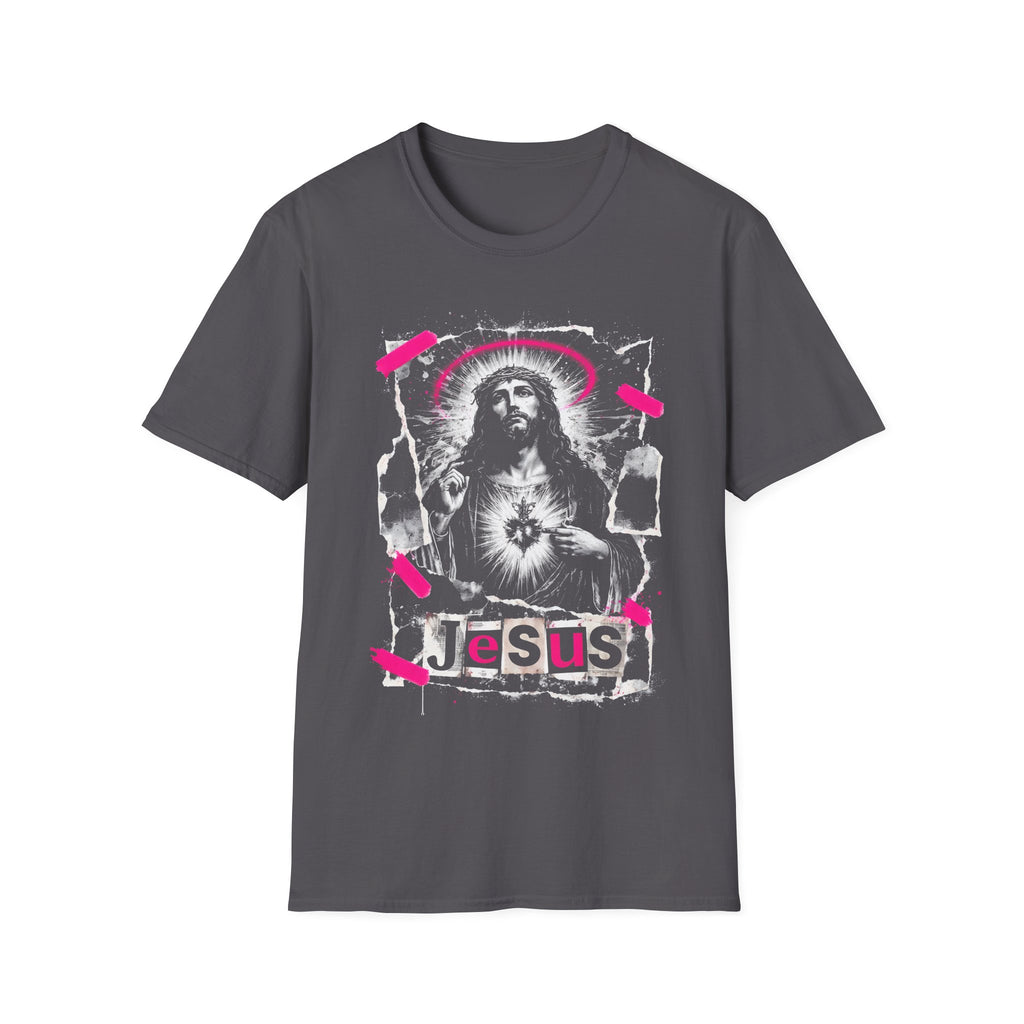 Jesus sacred heart urban christian pink halo grunge faith street style T-Shirt