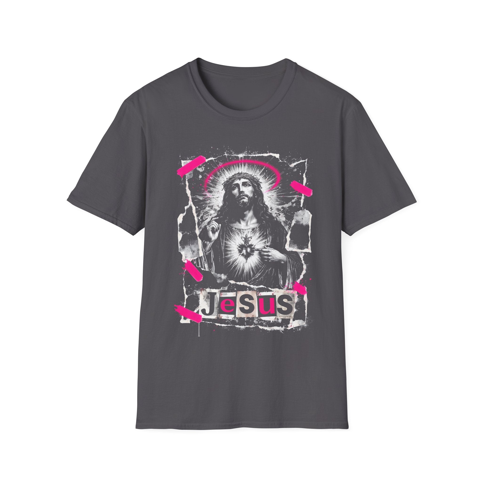 Jesus sacred heart urban christian pink halo grunge faith street style T-Shirt