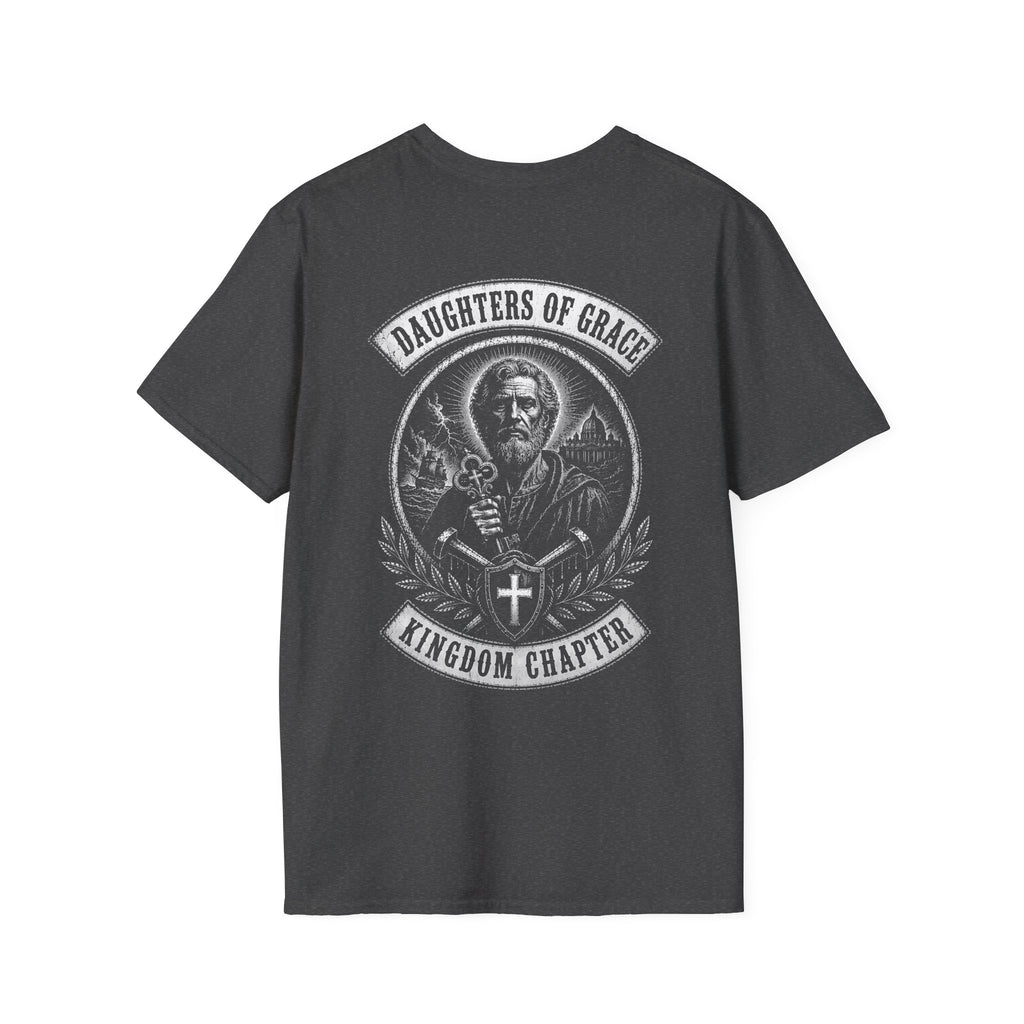 Daughters Of Grace Kingdom Chapter Christian Warrior Saint With Cross Shield Keys T-Shirt