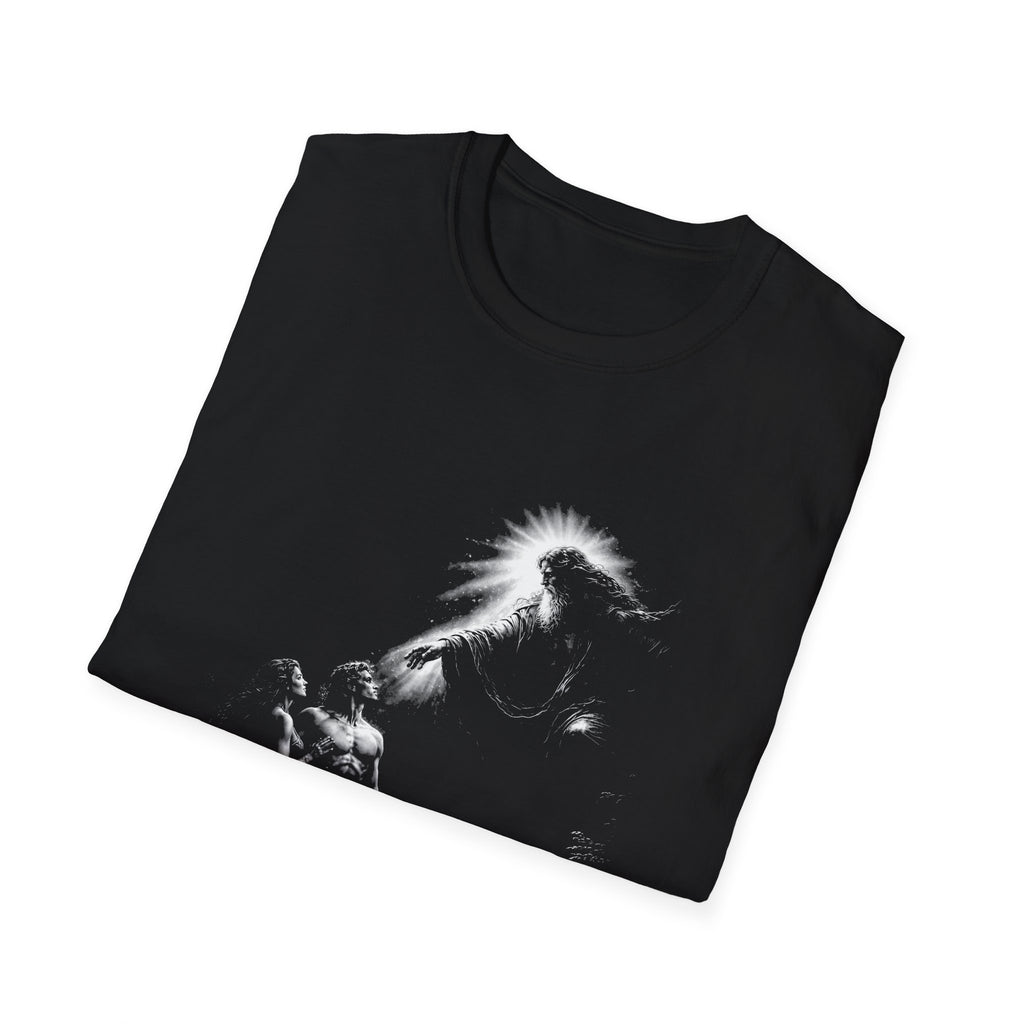 Creation of adam and eve with god in eden spiritual christian biblical scene T-Shirt