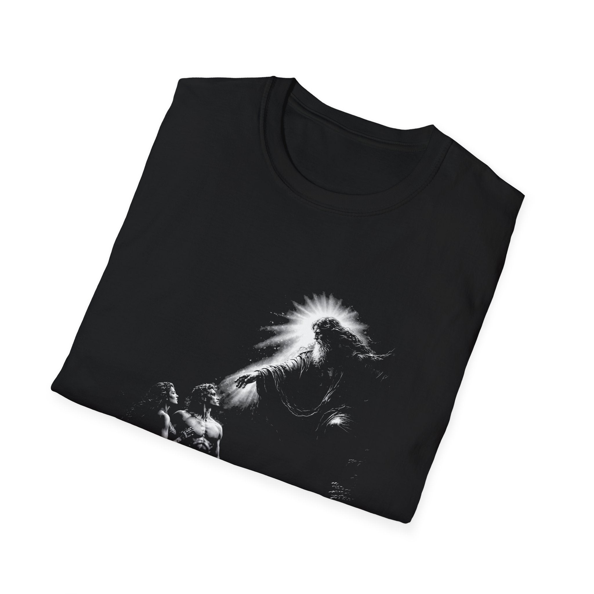 Creation of adam and eve with god in eden spiritual christian biblical scene T-Shirt