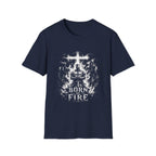 Born Of Fire Christian Knight Cross Crusader Medieval Warrior Faith Flames T-Shirt