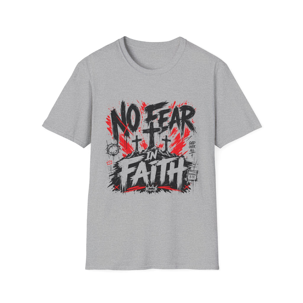 No Fear In Faith God Over All Romans 8 31 Christian Cross Victory T-Shirt