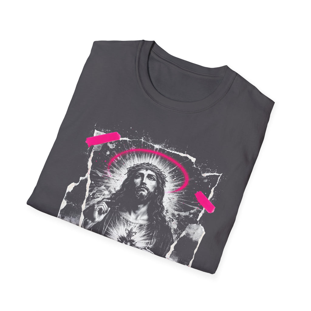 Jesus sacred heart urban christian pink halo grunge faith street style T-Shirt