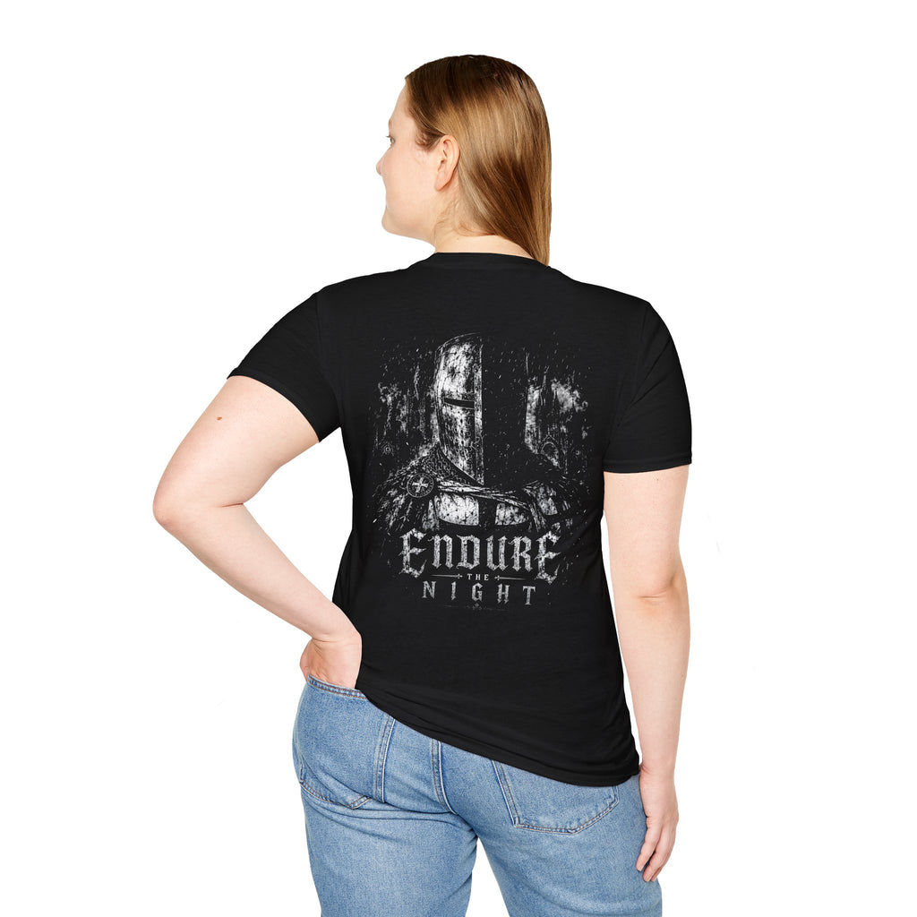 Endure The Night Medieval Knight Dark Gothic Warrior Crusader Fantasy T-Shirt