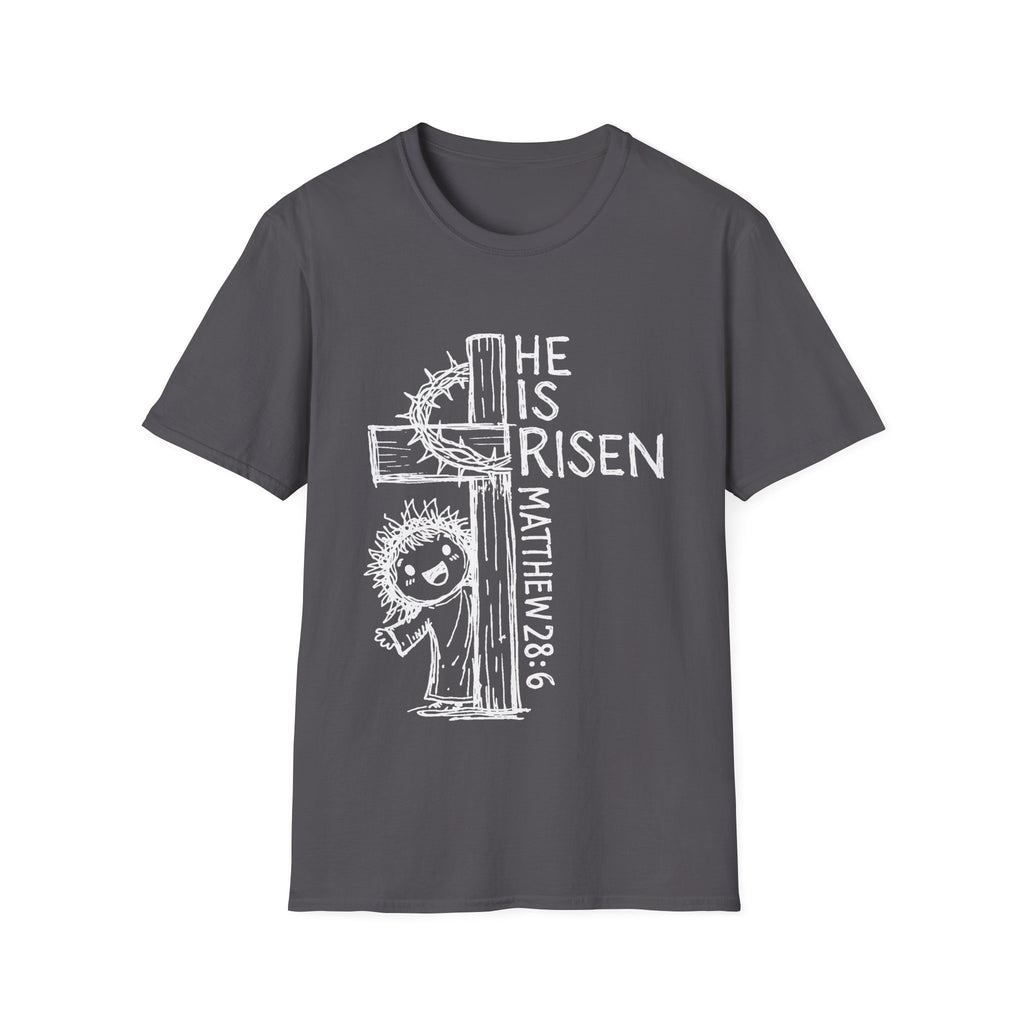 He is risen matthew 28 6 cute christian easter resurrection cross crown of thorns T-Shirt