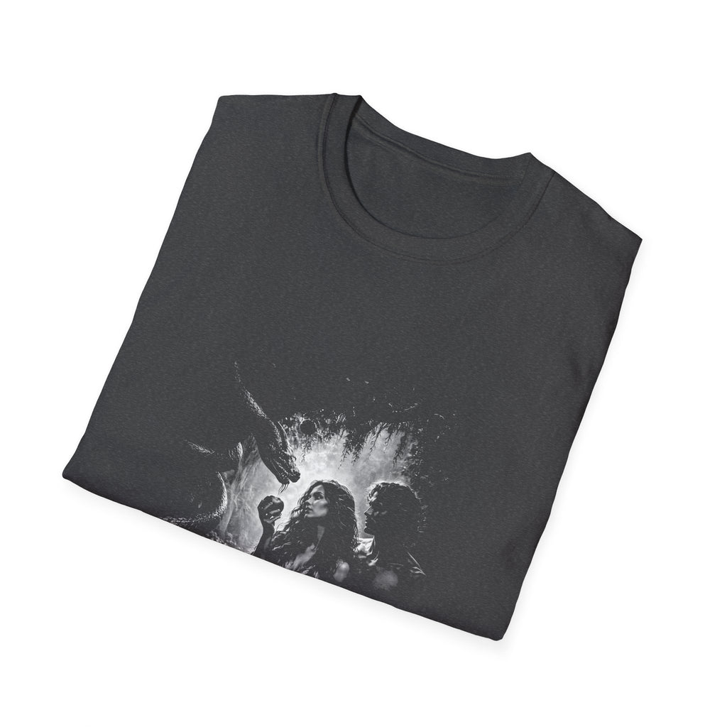 Eden temptation adam and eve serpent dark biblical design T-Shirt
