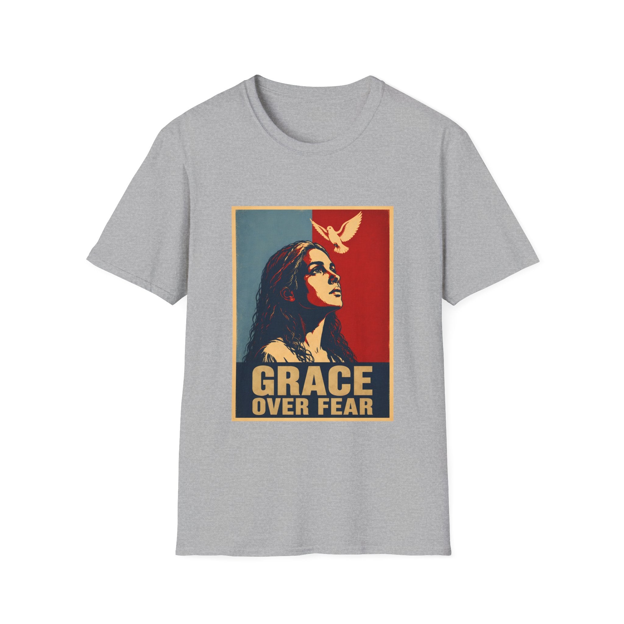 Grace Over Fear Christian Faith Inspirational Dove Woman Religious Hope T-Shirt