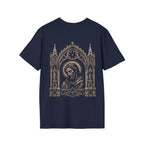 BACKPRINT Gothic Sacred Christ Portrait In Ornate Cathedral Arch Christian Religious Icon T-Shirt