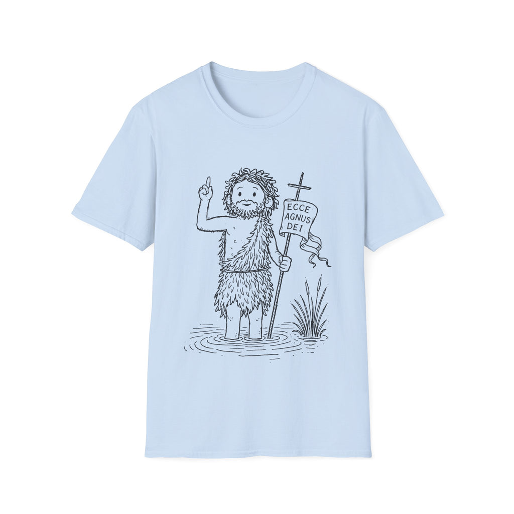 Ecce agnus dei john the baptist in jordan river christian baptism T-Shirt