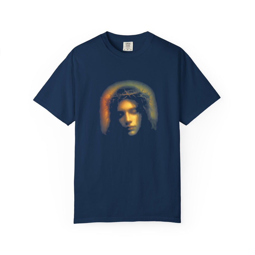 Suffering jesus with crown of thorns holy passion christian faith reflection