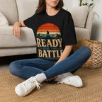 Ready For The Battle 1 Corinthians 16 13 Christian Warrior Mountain Sunset T-Shirt