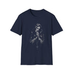 Virgin mary praying with rosary catholic christian marian devotion sacred prayer T-Shirt
