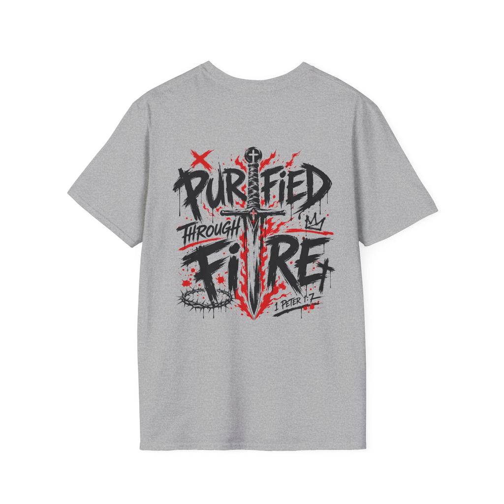 Purified Through Fire Christian Sword Cross 1 Peter 1 7 Bible Verse Faith