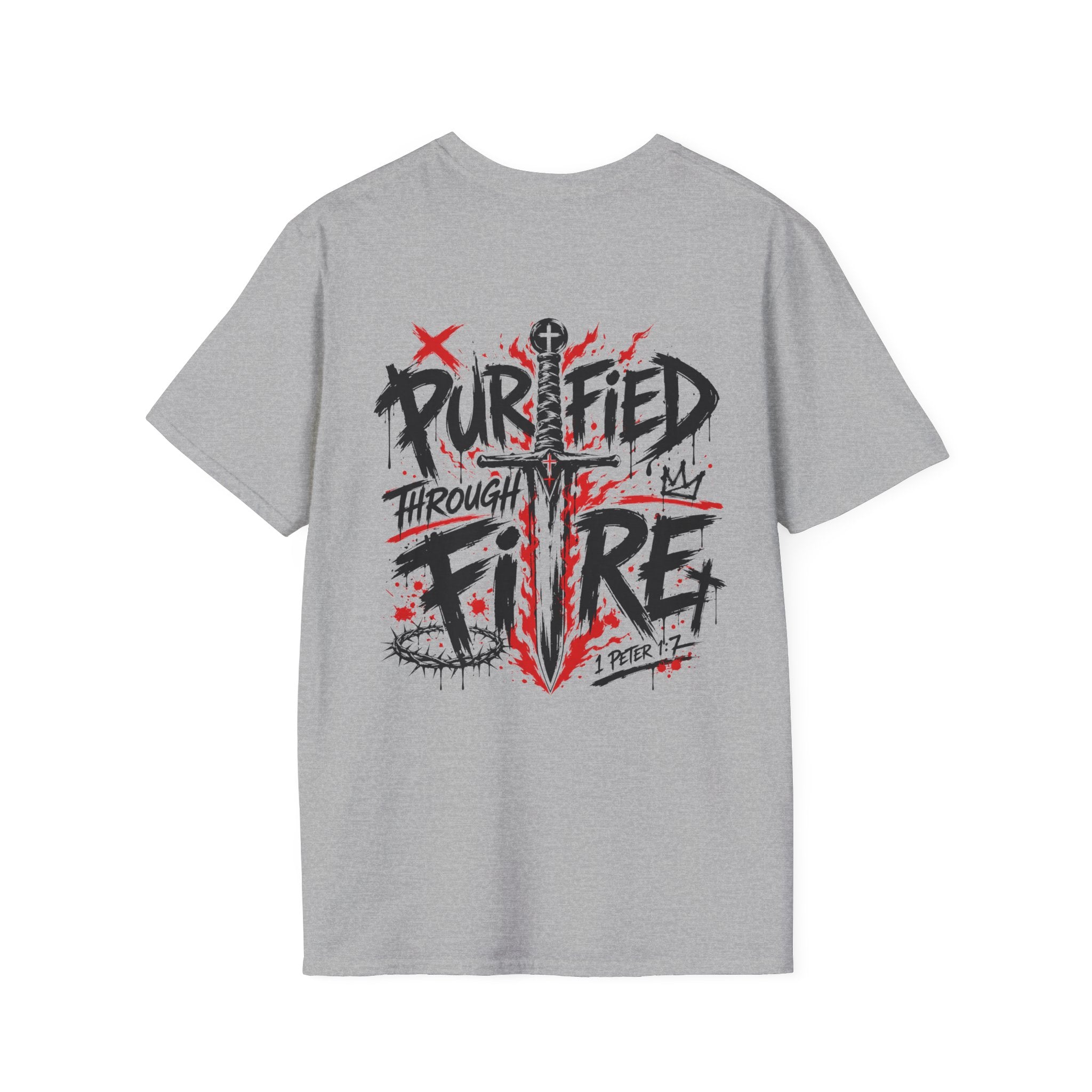Purified Through Fire Christian Sword Cross 1 Peter 1 7 Bible Verse Faith