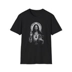 sacred heart of jesus christ with holy bible catholic christian religious image of jesus T-Shirt