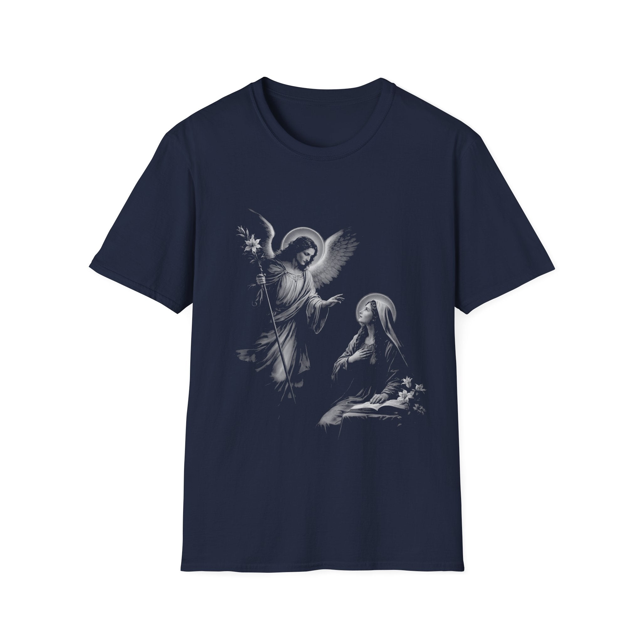 Annunciation angel gabriel and virgin mary christian catholic angelic scene religious artwork for believers and marian T-Shirt