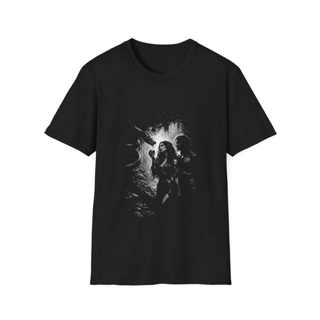 Eden temptation adam and eve serpent dark biblical design T-Shirt