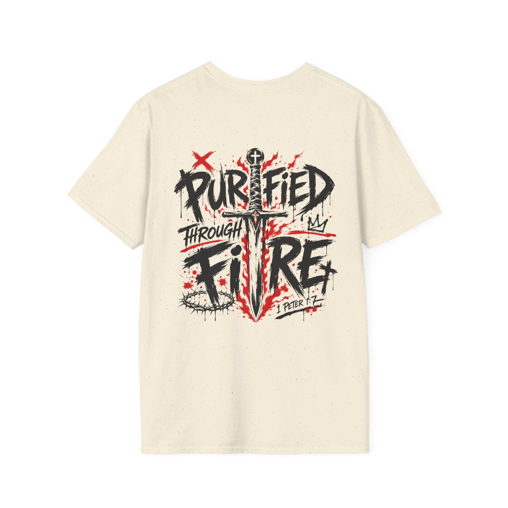 Purified Through Fire Christian Sword Cross 1 Peter 1 7 Bible Verse Faith