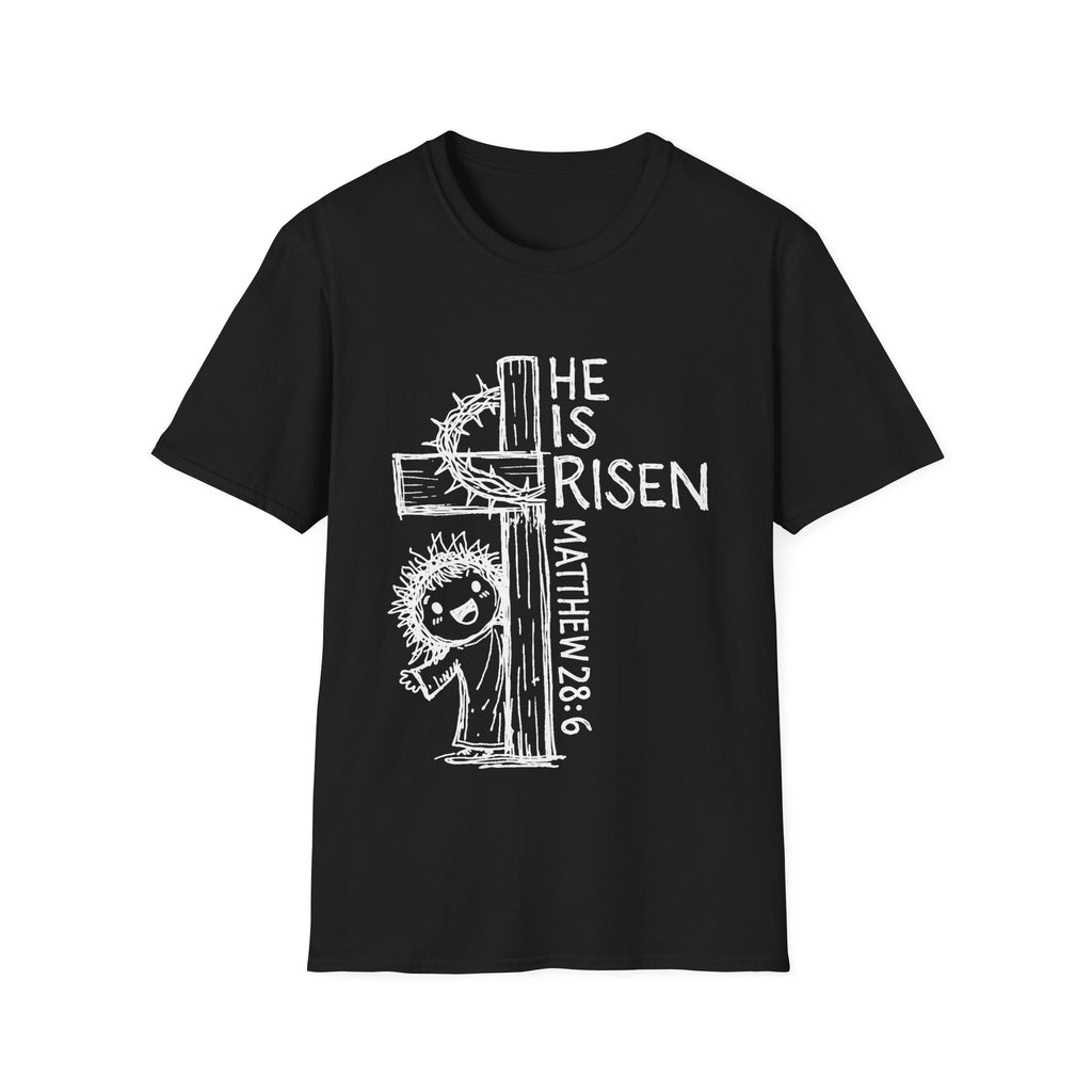 He is risen matthew 28 6 cute christian easter resurrection cross crown of thorns T-Shirt