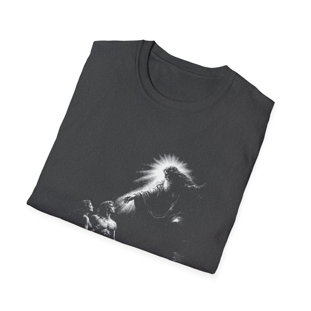 Creation of adam and eve with god in eden spiritual christian biblical scene T-Shirt