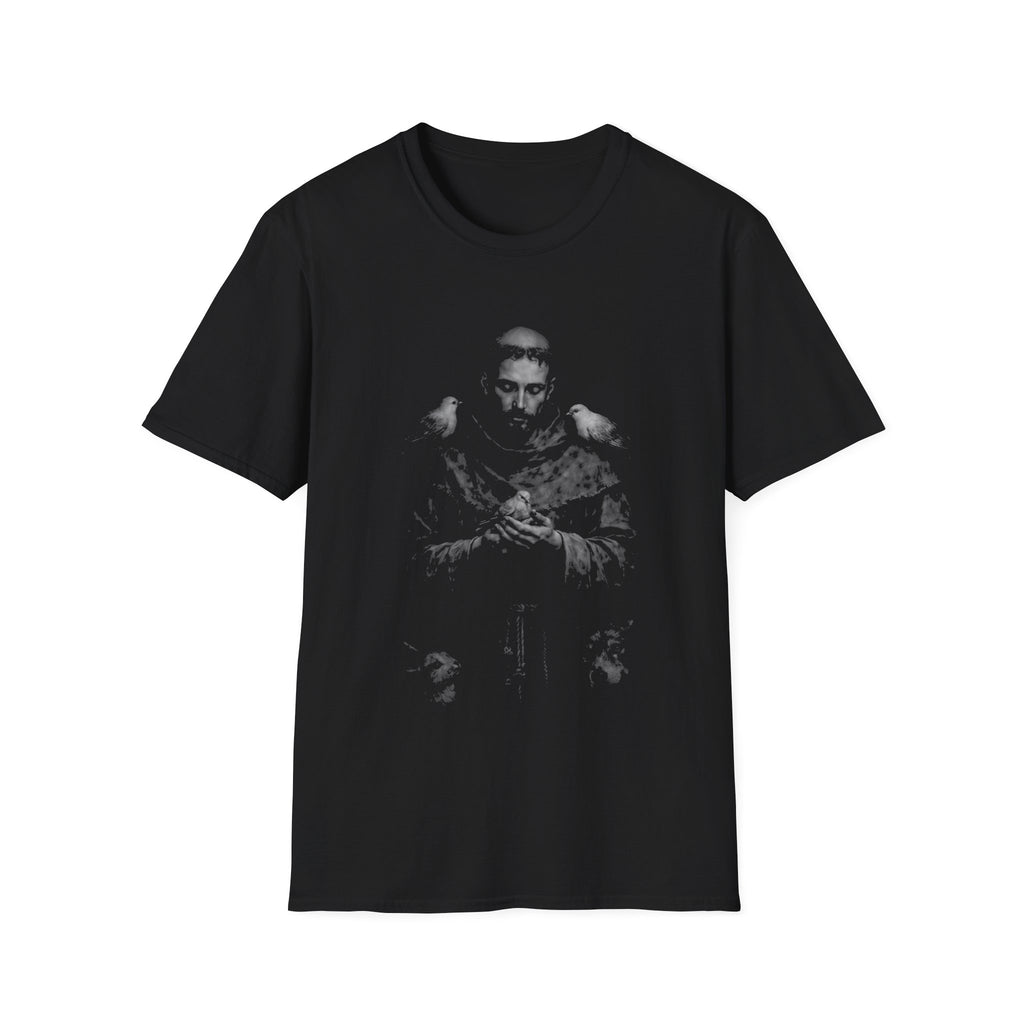 Saint francis of assisi with animals wolf rabbit and doves patron of animals and ecology T-Shirt