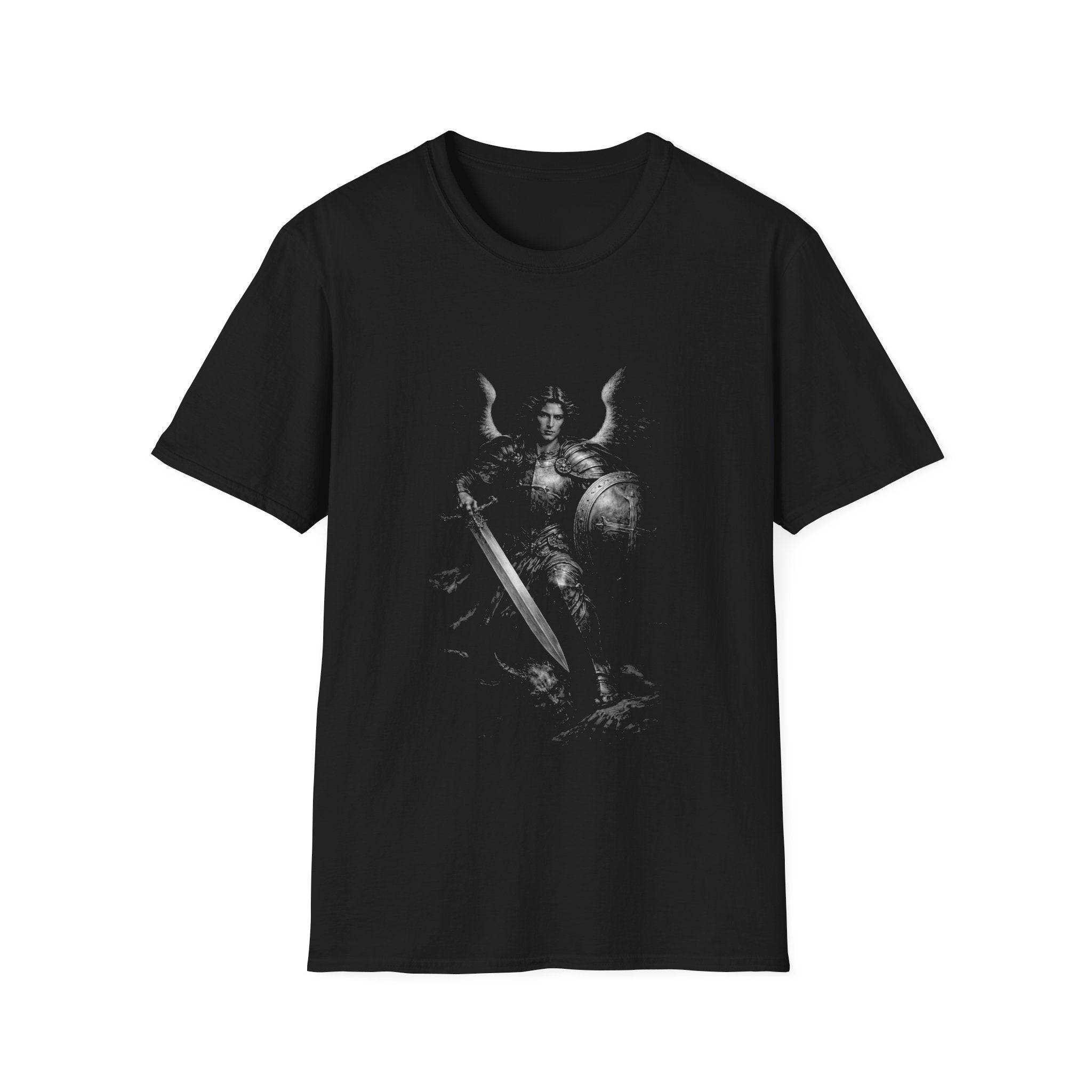Archangel michael warrior of light defeating demon fallen angel spiritual warfare christian symbol of protection T-Shirt