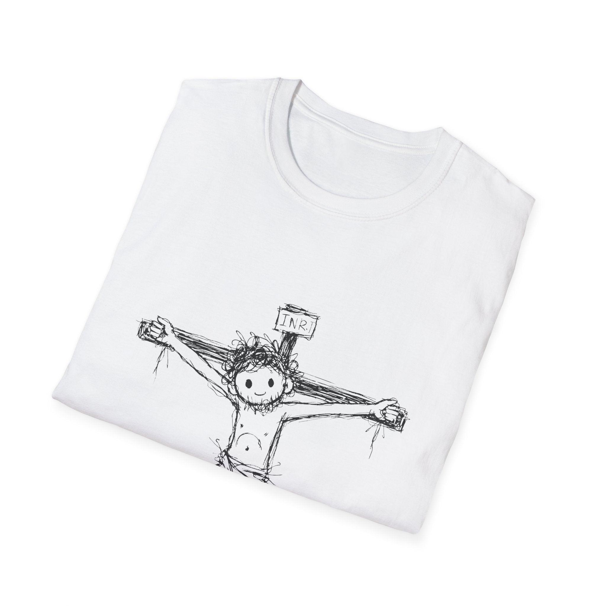 Inri cute jesus on the cross hand drawn christian faith easter good friday catholic bible T-Shirt