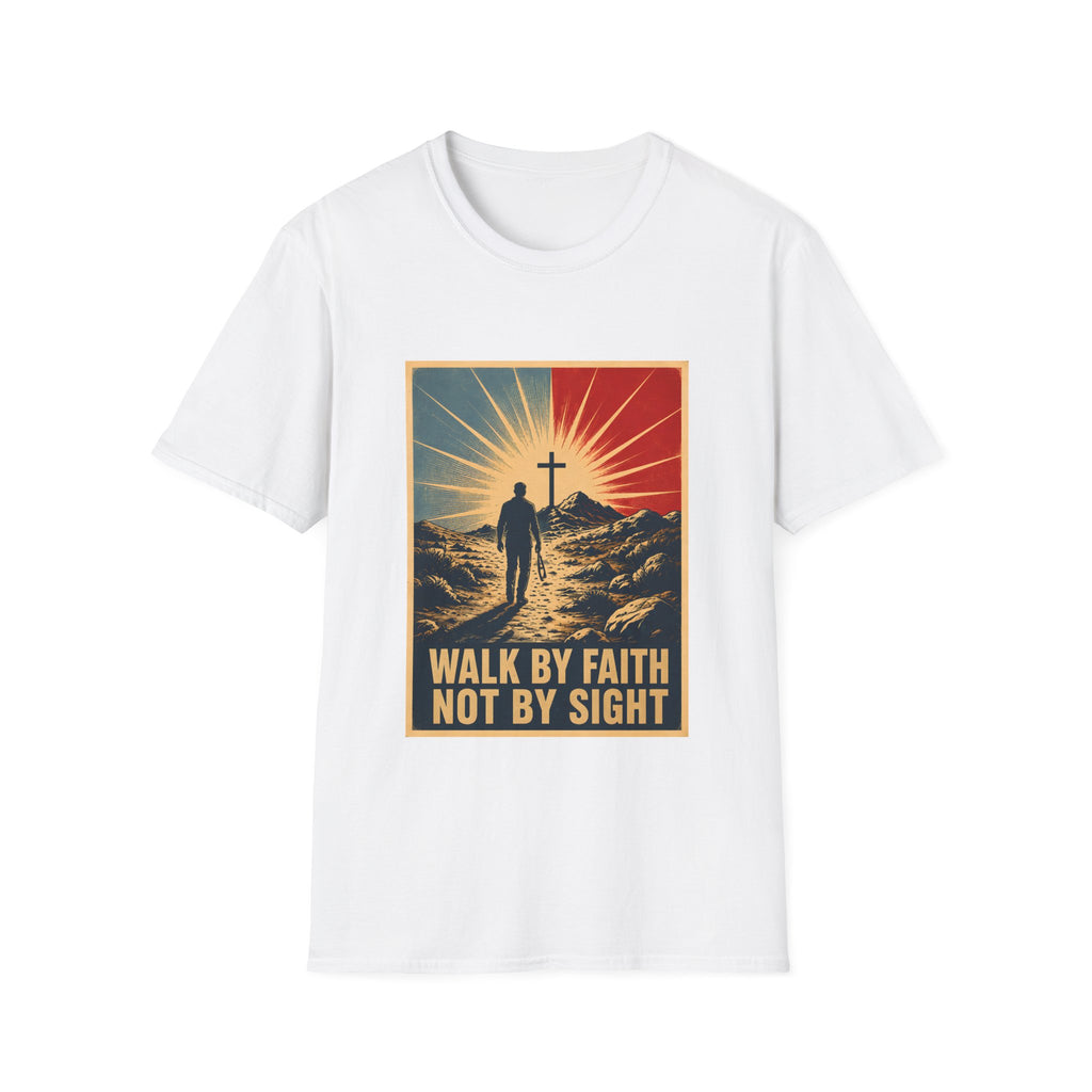 Walk By Faith Not By Sight Christian Cross Sunset Bible Verse Inspirational T-Shirt