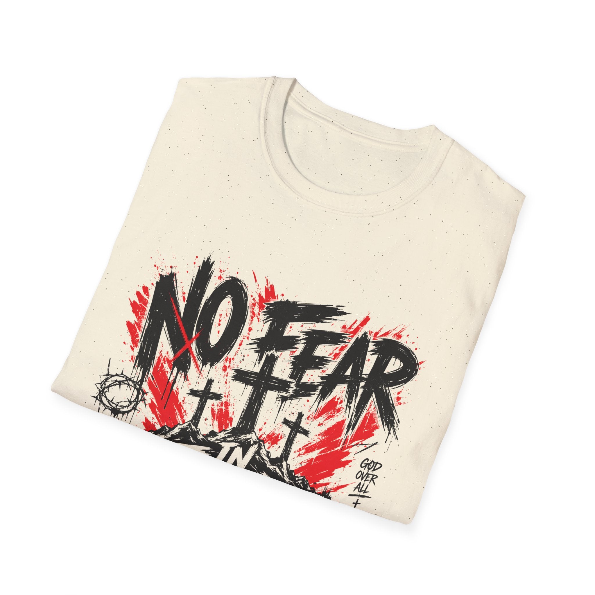 No Fear In Faith God Over All Romans 8 31 Christian Cross Victory T-Shirt