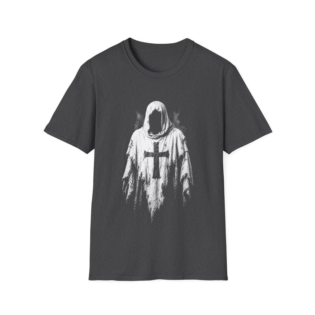 Hooded Crusader Phantom With Tattered Cross Robe Dark Gothic Grim Reaper Aesthetic T-Shirt