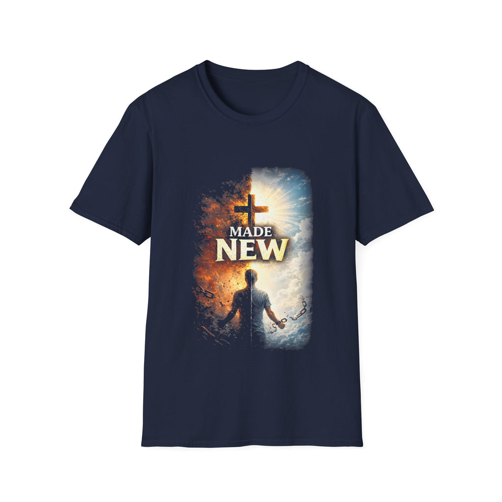 Made new christian cross made new in christ salvation rebirth broken chains biblical faith artwork T-Shirt