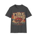 The Fire Still Burns Christian Revival Cross Crown Retro Vintage Faith Jesus T-Shirt