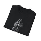 Psalm 23 4 even though i walk through the valley of shadow and death christian monk holding cross T-Shirt