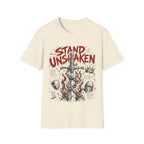 Stand Unshaken Christian Warrior Sword Cross Armor Faith Over Fear Bible Verse Ephesians 6 Isaiah 54 T-Shirt