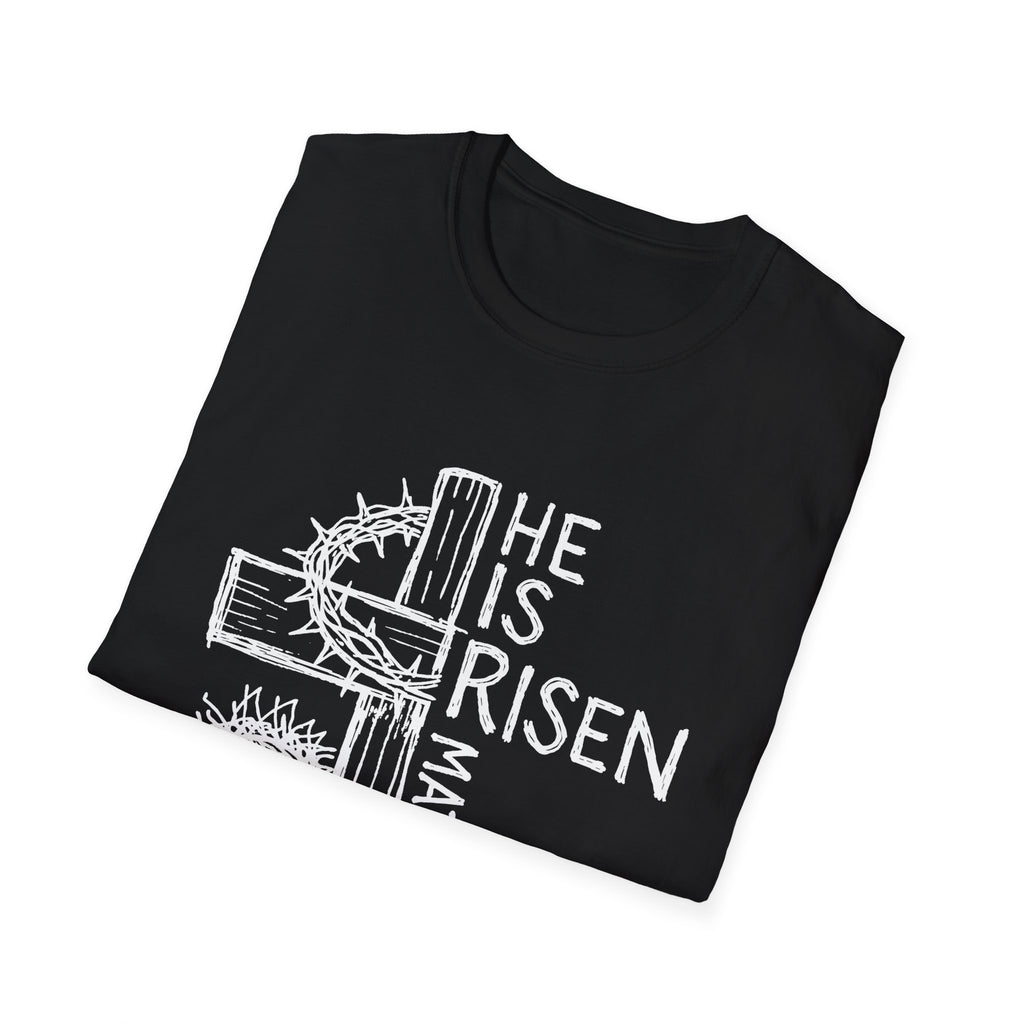 He is risen matthew 28 6 cute christian easter resurrection cross crown of thorns T-Shirt