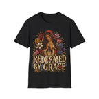 Redeemed By Grace Christian Faith Prayer And Flowers T-Shirt