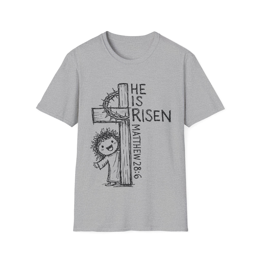 He is risen matthew 28:6 cute easter christian resurrection kids faith T-Shirt